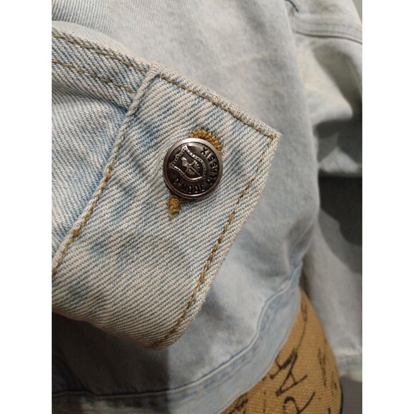 D mode Women‎ Vintage Denim Embroidered Floral Cropped Jacket Size S - Picture 9 of 9